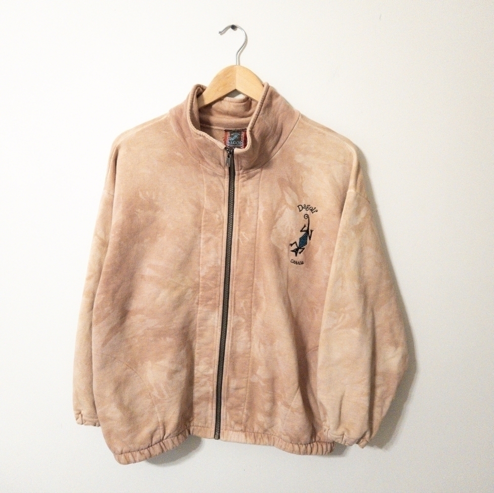 Vintage dagoli zip up sweater tan tie dye size small
